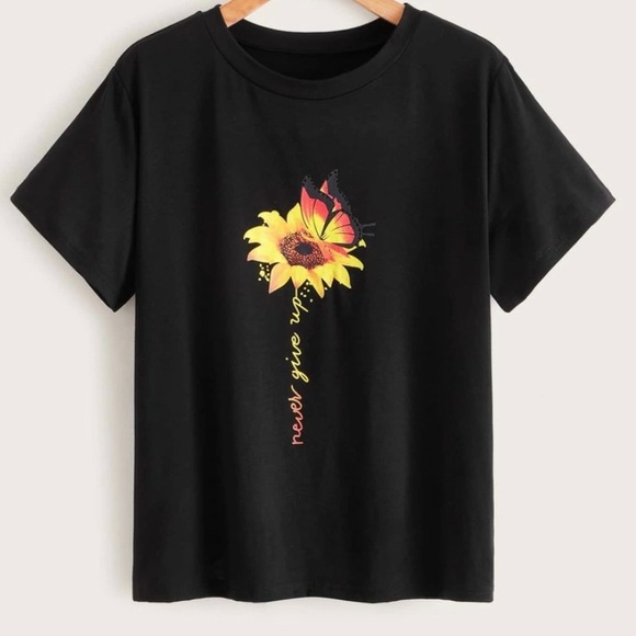 Never Give Up Sunflower Graphic Tee - NWT - Picture 1 of 4